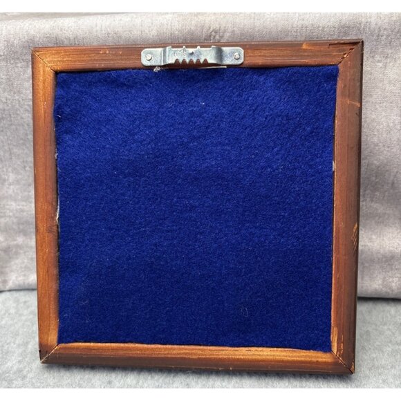 Patriotic Apple Cross Stitch Wall Decor Framed Wood 6"x6" Handmade Rustic Americ - Picture 2 of 14